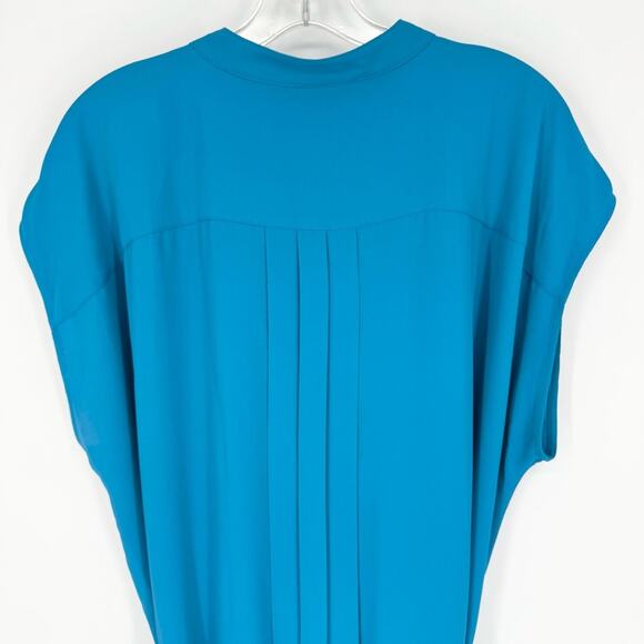 NWT* Ann Taylor Pleated Belted Button Front Cap Sleeve Dress Royal Blue Size 18 - Picture 13 of 15